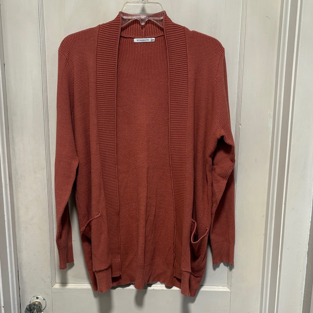 Staccato Open-Front Soft Rust Terra-cotta Cardigan Small